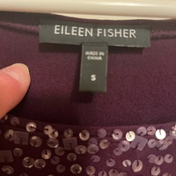 Eileen Fisher Silk & Sequin Tunic Top in Purple Plum Women's Small - Picture 3 of 6